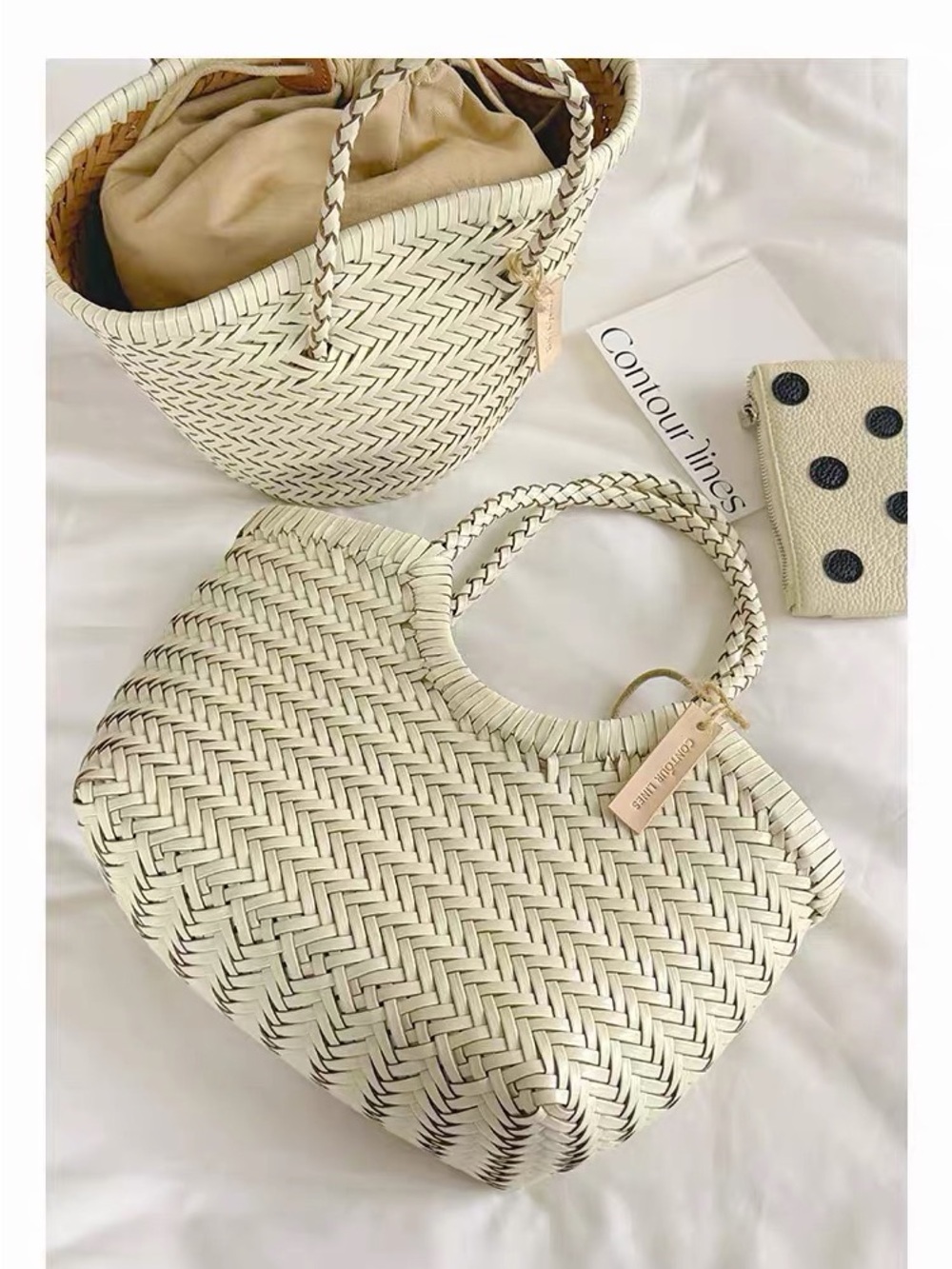Handmade Leather Braided Round-Handle Tote Bag